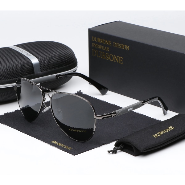 DUBSONE 2021 New Trend Quality Titanium Alloy Solglasögon herr Polariserade solglasögon Dam Pilot Mirror Glasögon Oculos de sol Gun Gradient Gray Original