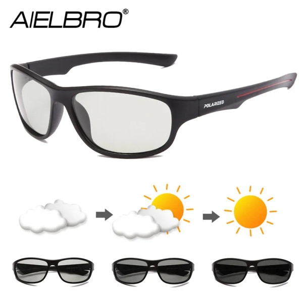 AIELBRO Glasögon Cykling Fotokromatiska Solglasögon Man Cykelglasögon Polariserade Cykelglasögon För Cykel gafas ciclismo C06 YELLOW RED Polarized