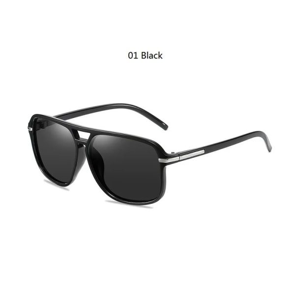 Överdimensionerade vintage polariserade solglasögon Män Kvinnor Mode Resor Förarmärke Solglasögon Pilot Svarta nyanser Anti-bländning UV400 01 Black