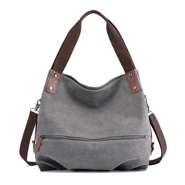 Canvasväska för kvinnor Casual Fashion Vår och sommar Ny Canvas Damväska Axelremsväska Gray M