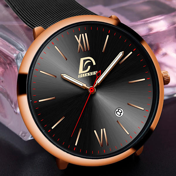 2023 Lyx Herrklockor Guld Armband Rostfritt Stål Mesh Bälte Kvarts Watch Herr Kalender Lysande klocka AS Show 3