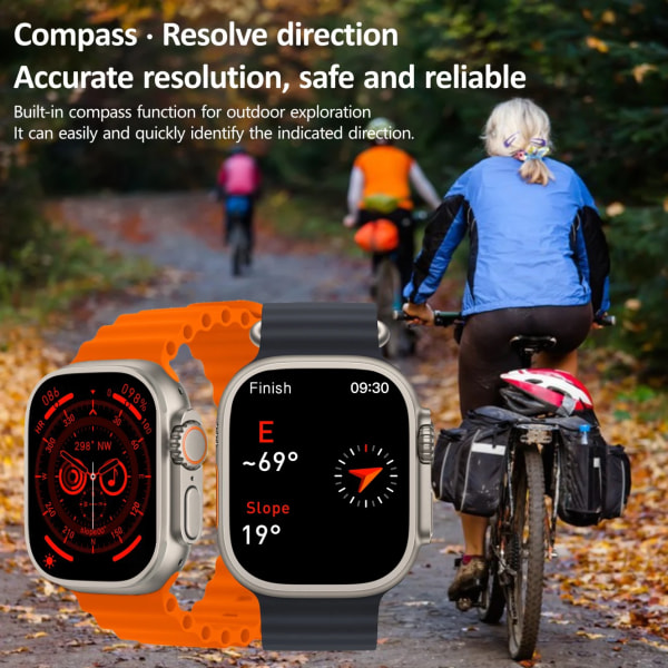 HK8 Pro Max Ultra Smart Watch Herr 49mm AMOLED Skärm Kompass NFC Smartwatch Blodtryck Fitness Klockor för Android IOS Orange