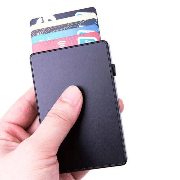 Smal aluminiumkortplånbok RFID popup-tryckknapp Bank Case Hållare Tunn smart metallplånbok för man kvinnor Red
