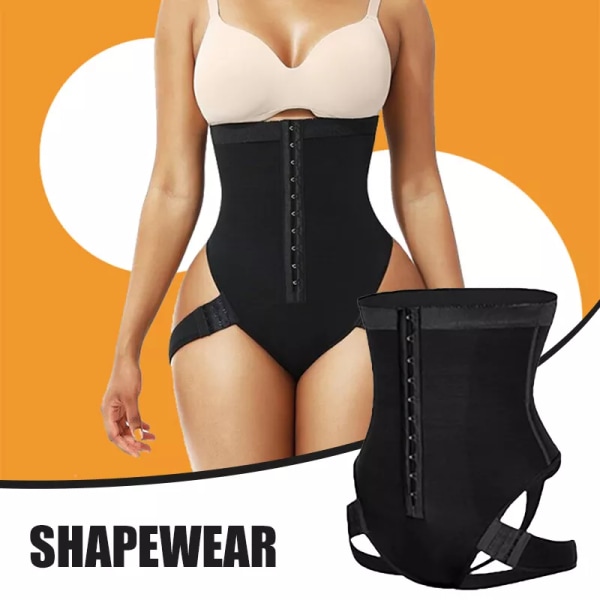 Manschett Tummy Trainer Kvinna Exceptionell Shapewear 2-I-1 Hög midja Höftlyft Kvinnlig Cuff Tummy Trainer Svart Nyligen Black 4XL