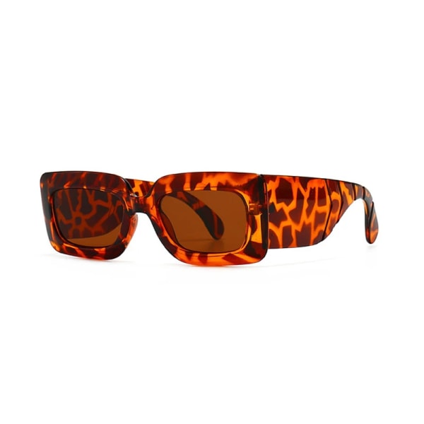RUOBO Brand Designer Små rektangulära Pythons Grain Solglasögon för kvinnor Retro Dammode utomhussolglasögon Oculos De Sol Black-Transparent Acrylic Frame