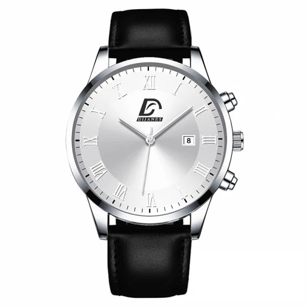 2022 Mode Herr Guld Klockor i rostfritt stål Lyx Minimalistisk Quartz Armbandsur Herr Business Casual Watch relogio masculino Leather Silver White