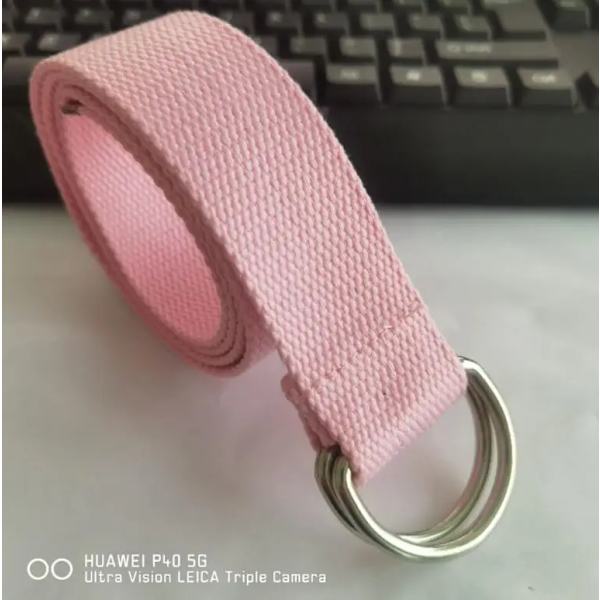 Mode bälte för män/kvinnor D-format dubbelringspänne Enkelt solid bomullscanvas All-match unisex canvasbälten Midjebälte lyx pink 100cm