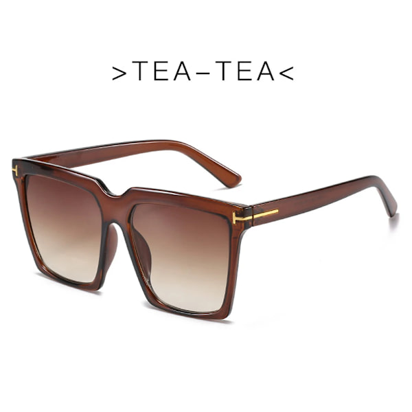MUSELIFE Fashion Square Solglasögon Designer Lyxiga Dam Cat Eye Solglasögon Klassiska Retro Glasögon UV400 4-Tea-Tea As Picture