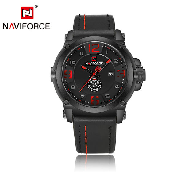 NAVIFORCE Sport Herrklockor Toppmärke Lyx Vattentät Läder Kvarts Armbandsur 9099 Relogio Masculino brown