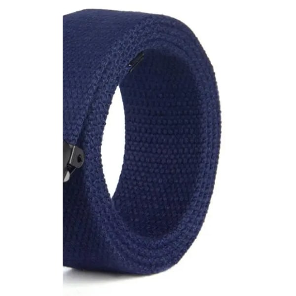 ny högkvalitativ canvasbälte män/kvinnor unisex jeansbälten metallrulle lyxiga automatiska spänne canvasväv midjebälten Dark blue 125cm