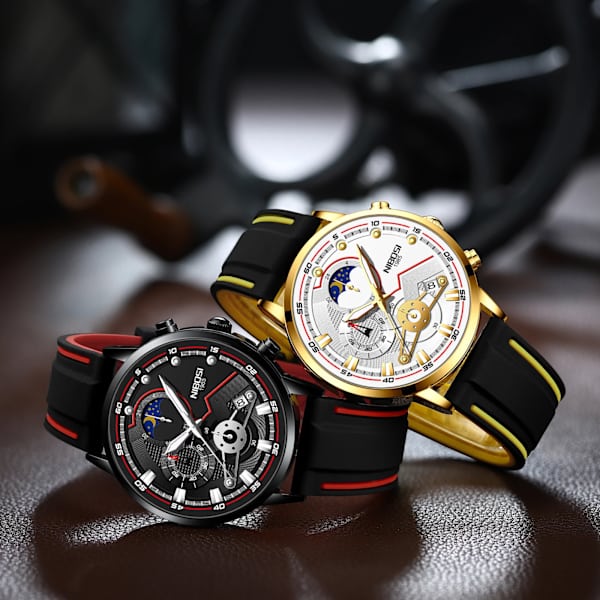Nytt mode NIBOSI Watch för män Lyx Sport Kronograf Vattentät rostfritt stål kvartsklockor Herr Relogio Masculino C