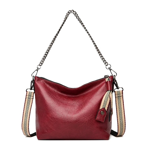 Nya designerkedjor Handväskor Damväska Mode Mjukt PU-läder Kvinnor Axelväskor Stor Lyx Kvinnlig Crossbody tygväska Burgundy