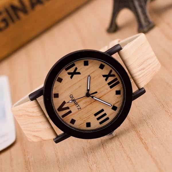 Wood Grain Dammode Klockor Elegant Ladeis Quartz Armbandsur Lyxmärke Läderarmband Kvinnlig Armbandsur Läderklocka AS SHOW