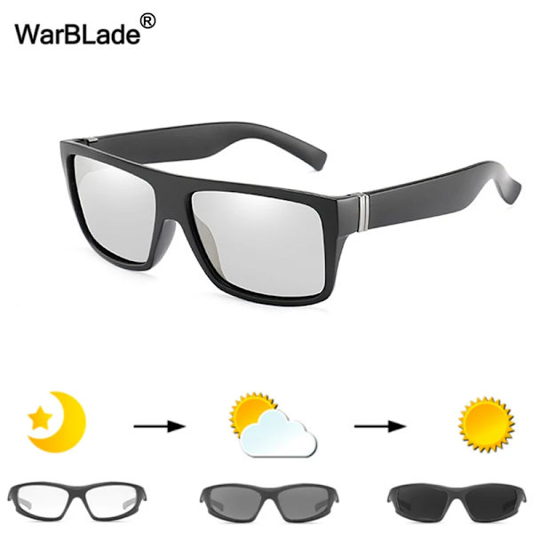 WarBLade Photochromic Solglasögon Män HD Polariserade Solglasögon Man Körglasögon Kameleontglasögon Dag Nattkörning Glasögon B1048