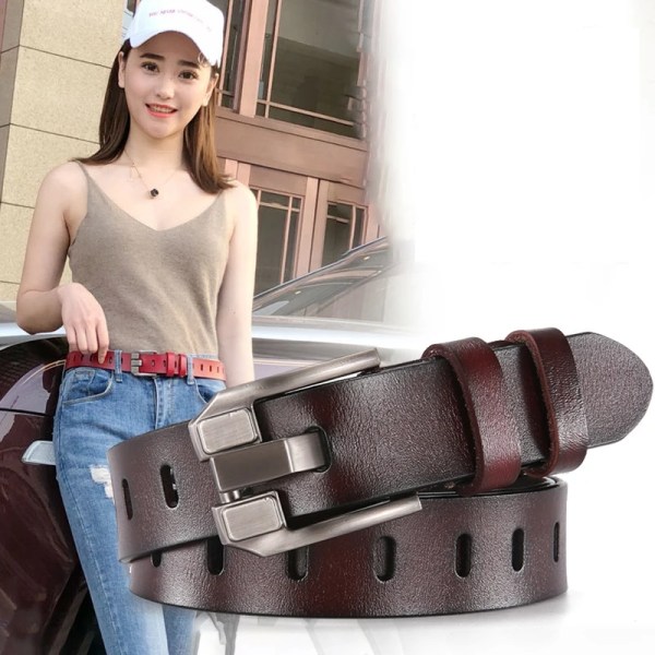DINISITON Dambälte Äkta läderbälten Dam Lyxmärke Retro Band Mode Högkvalitativ Cowgirl Dambälte för jeans Yellow 100cm