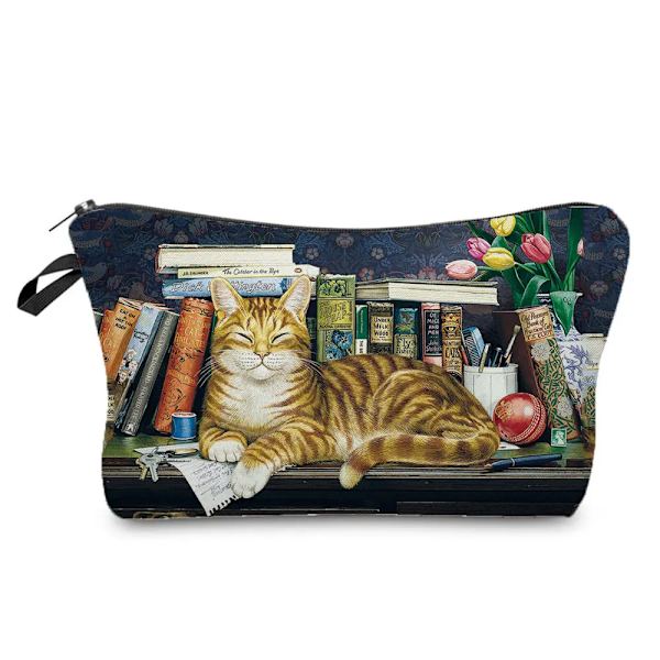 Svart katt utskrift kvinnor kosmetiska väskor Djur Söt Casual Bärbar förvaring Sminkväska Toalettväskor hz2556 Cat Bag