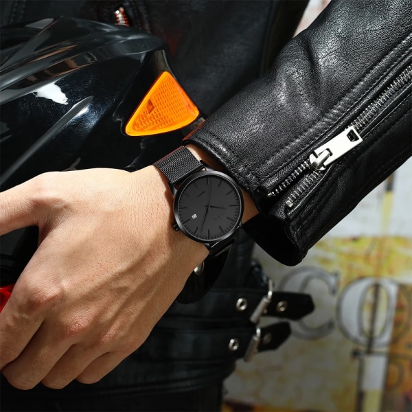 CRRJU Mode Watch Ultratunn kvartsklocka Herr Casual Slim Mesh Stål Vattentät Watch Svart Relogio Masculino BK blue rose BOX