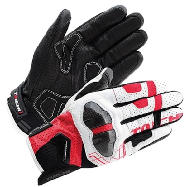 Taichi Rst426 Motorcykel Kolfiberläder Perforerade Handskar Off-Road Motorcykel Racing Mesh Andningsbara Skyddshandskar White Red M