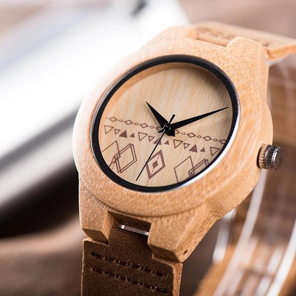 Parklockor BOBO BIRD Watch Herr Bamboo Relogio Masculino Damarmbandsur med läderband Silikonarmband Bra present GA042-AB Women