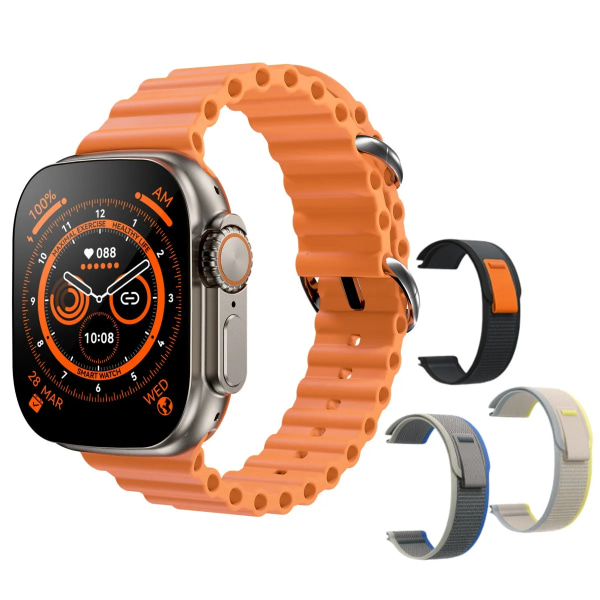 Smart Watch Ultra 8 NFC GPS Track 49mm Herr Dam Smartwatch Series 8 Termometer BluetoothCall Vattentät Sport För Apple GoldHY 3YJ strap
