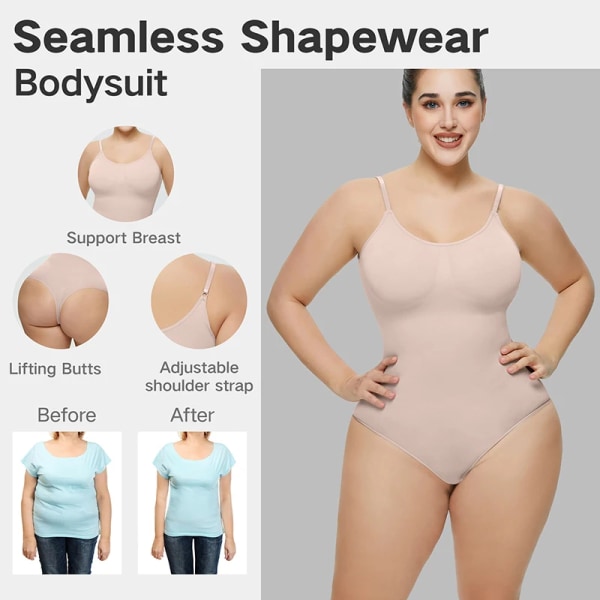 Woo Store Every Day Bodysuits Dam Shapers Bantning Underkläder Seamless Camisoles Shapewear Magkontroll String WSSS-15 Black L