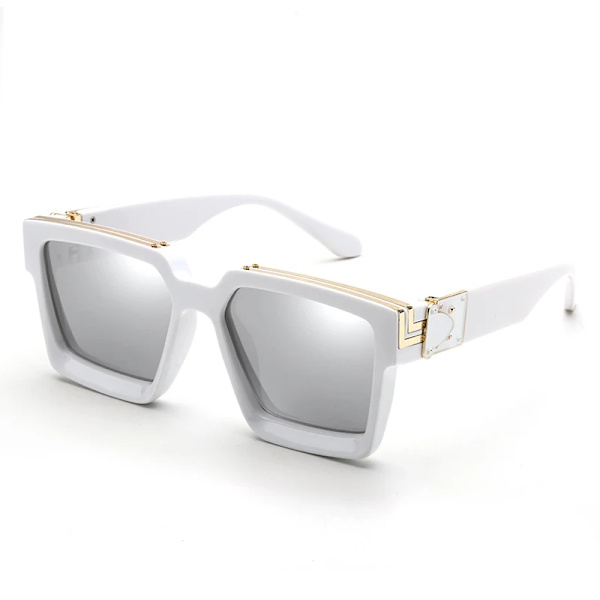 Nytt lyxvarumärke Designer fyrkantiga överdimensionerade solglasögon Herr Kvinnor 2022 Mode Tjocka Bågar Glasögon Herr UV400 Manlig Kändis C5 White Silver As picture