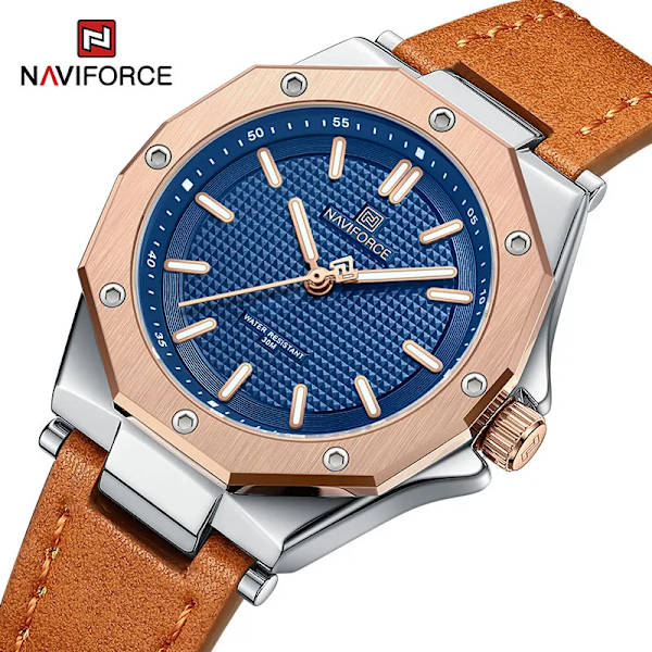 NAVIFORCE Mode Minimalistisk Design Watch för kvinnor Casual Quartz Dam Läder Armbandsur Case Kvinnlig klocka RGBEO-BOX