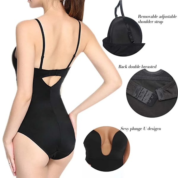 Bodysuits Sexiga Deep V Underkläder XS Dam Klänning Party NO Wire Cup Full Slip Bantning Waist Trainer Body Shaper Shapewear apricot with wire M
