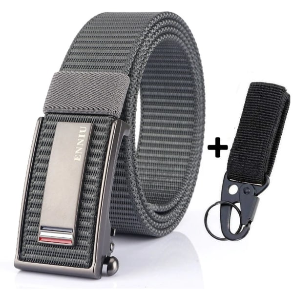 Nytt mode herrbälte Toppkvalitet Bekväma nylon för män Metall Automatiskt spänne Ung Canvas Taktisk designerbälte Gray Belt B Set 120cm Adjustable