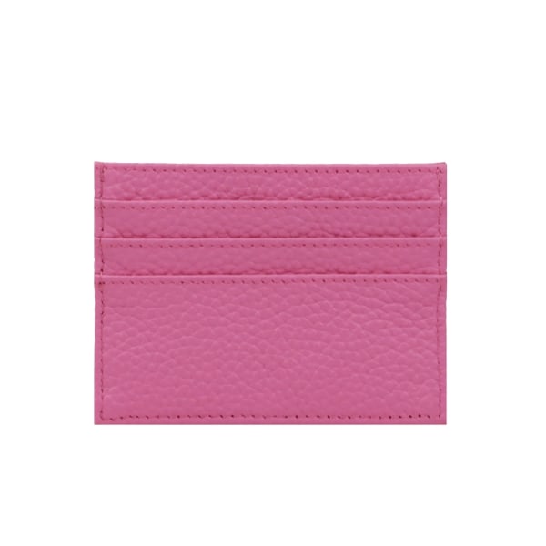 Gratis anpassad läderkorthållare 100 % koläder kreditkortshållare Smal plånbok Herr Kvinnor Plånbok med 6 kortplatser 0695 rose pink