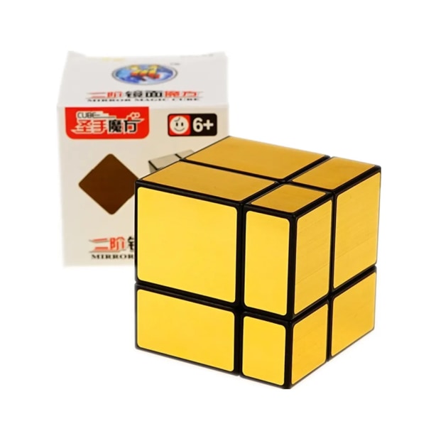 Shengshou 2x2x2 Magic Mirror Cube 5,7 cm Speed ​​Magic Puzzle Cube 2x2 Cubo Magico Sticker Inlärning Utbildning Kuber för barn Silver