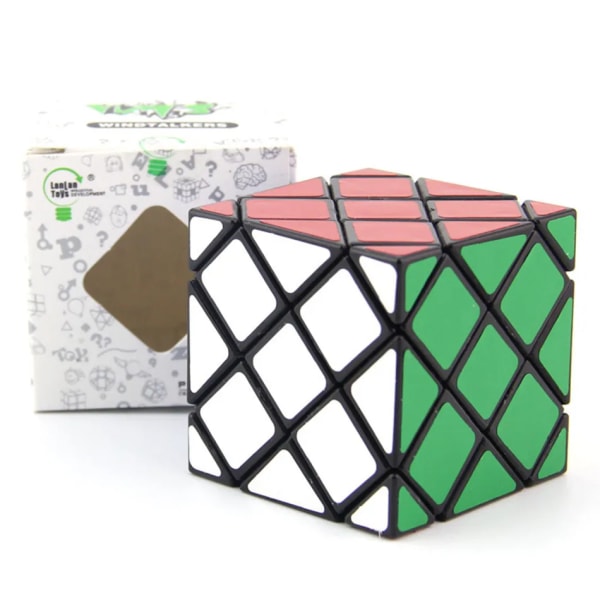 LanLan 8 Axis Hexahedron 6 Surface Twisty 4 Layers Skewbed Magic Cube Speed ​​Puzzle Antistress Leksaker För Barn cubo magico Present Black