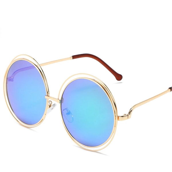 Nya runda överdimensionerade solglasögon Dam Märkesdesigner Stor cirkel Gradient Spegel Solglasögon Kvinnlig metallram Coola glasögon C7 As shows