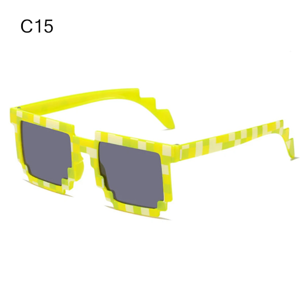 1PC Square Pixel Mosaic Solglasögon Cosplay Actionspel Leksaksglasögon Thug Fashion Retro Life Glasögon gynnar för barn och vuxna 5D87-C15