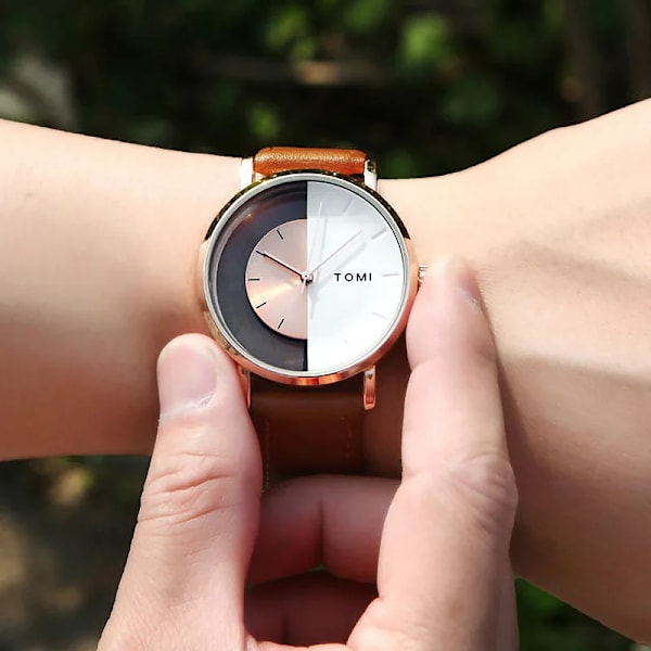 Enkla klockor för män Toppmärke 2023 Mode Quartz Armbandsur Dam Creative Halv Transparent Urtavla Unisex Armband reloj hombr 758 Gray