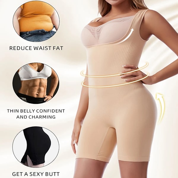 Body Shapewear För kvinnor Magkontroll Helkroppsformare Bantningskorsett Underkläder Fett Mage Lår Slankare Fajas Brown 4XL