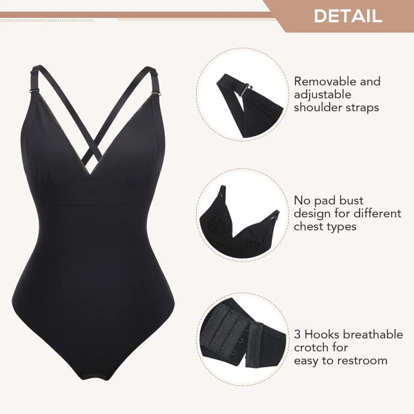 Shapewear för kvinnor Thong Seamless Body Shaper Rygglös V-ringad BH Tights XL