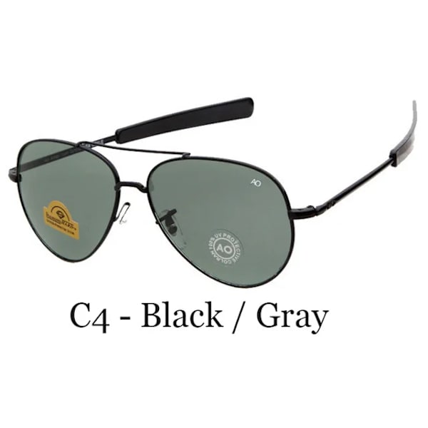 Märke Herr Solglasögon Army MILITARY MacArthur Aviation Style AO Allmänt Solglasögon Amerikansk lins Optiskt glas Oculos De Sol C4