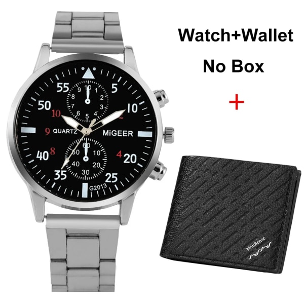 Casual watch och plånbok Set Top Brand Luxury Business Quartz Armbandsur Herr Originalpresenter till pojkvän Regalos Para Hombre Watch-Wallet 02