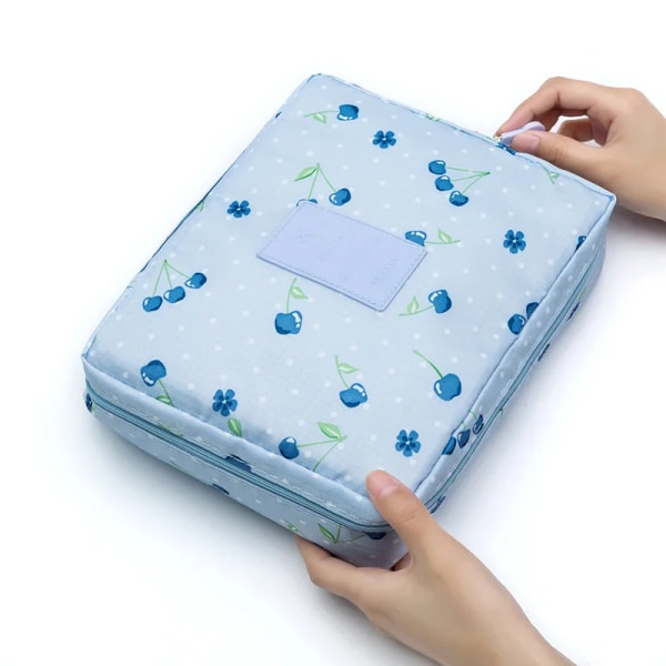 Ny vattentät tvättväska kosmetisk väska Mode multifunktions Oxford reseförvaring sminkväska Blue Cherry