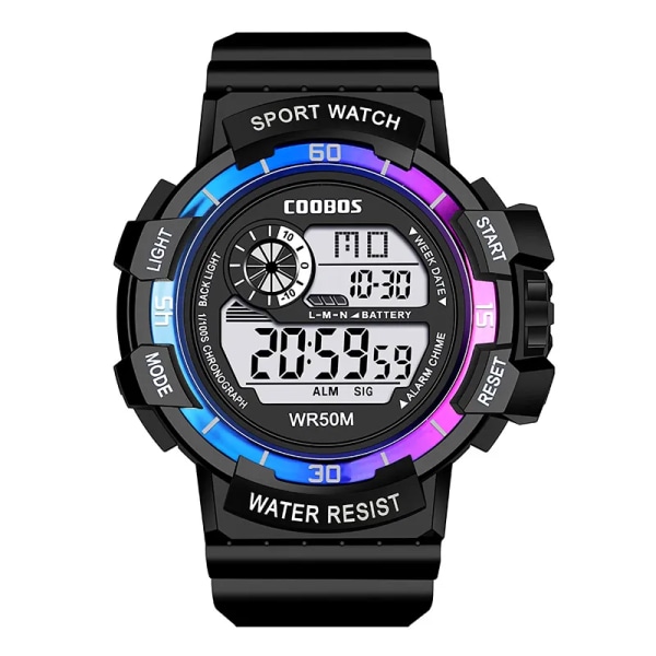 COOBOS Mode Watch för män Snygg LED-ljus Digitala klockor för man Elektroniska armbandsur Sportklockor reloj hombre Red 2