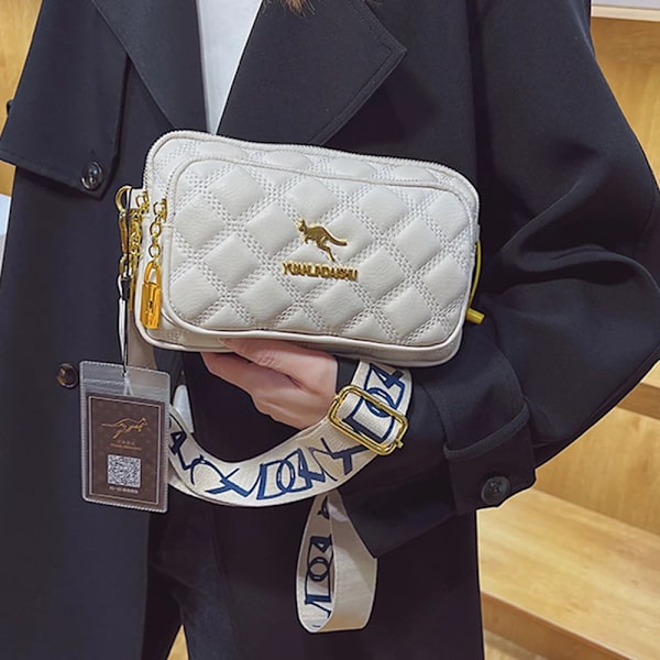 Dammode Axelväska Nytt mjukt läder Casual Cross Body Lyxdesign Dam fyrkantig väska Plånbok Mobiltelefonväska Beige