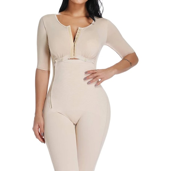 Waist trainer Slimming Shapewear Colombianas Post-kirurgi Helkroppsarmformare Body Suit Powernet Gördel Svart Beige XL