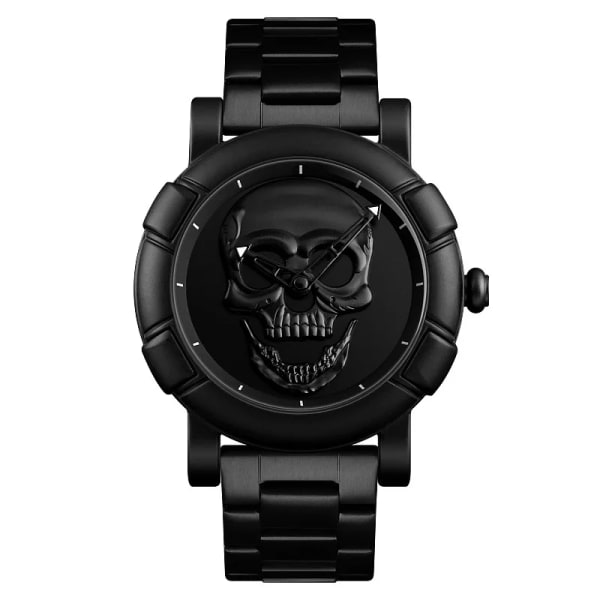 Kända märke för män Skallemönster watch 2022 Mode Casual Läderrem Militärsportarmbandsur Analog klocka Relogio Black Steel