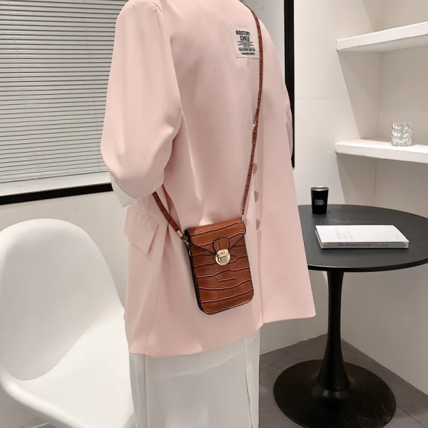 Silver Mobiltelefon Miniväskor Små Clutches Axelväska Krokodilläder Kvinnor Handväska Svart Clutch Handväska Handväska Flik Red 2