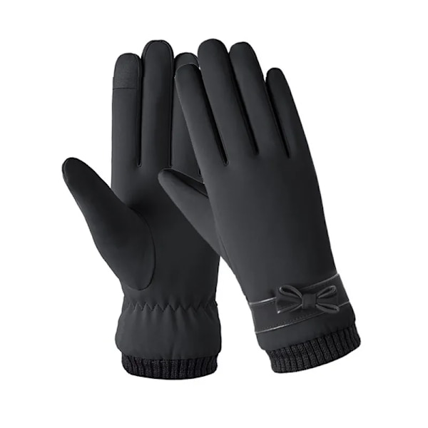 Thermal vinter Damhandskar Herr Cykelcykelhandskar Handvärmare Fleecefodrade Guantes Helfingervantar Pekskärm Vattentät Style1 Black