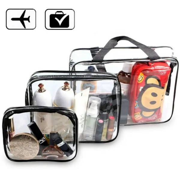 Klar Transparent plast PVC Resesmink Kosmetisk Toalett Blixtlåsväska Mode Vattentät Organizer Väska 1 St A 18cm 4cm 14cm