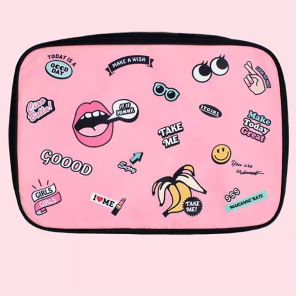 RUPUTIN Travel Cartoon Kosmetikväska Stor kapacitet Sminkväska Bärbara organizer Vattentät sminkväska Pink good L
