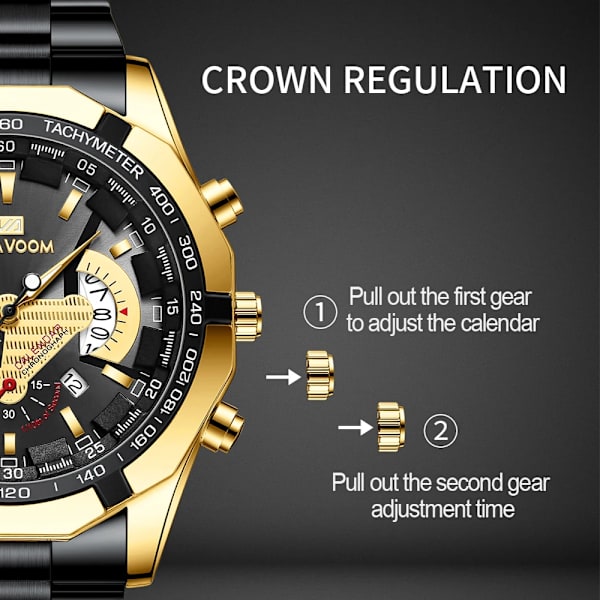 2023 Toppmärke Watch Mode Guld Sport Casual Quartz Researmbandsur Vattentät Herrklocka Relogio Masculino VA-238FH