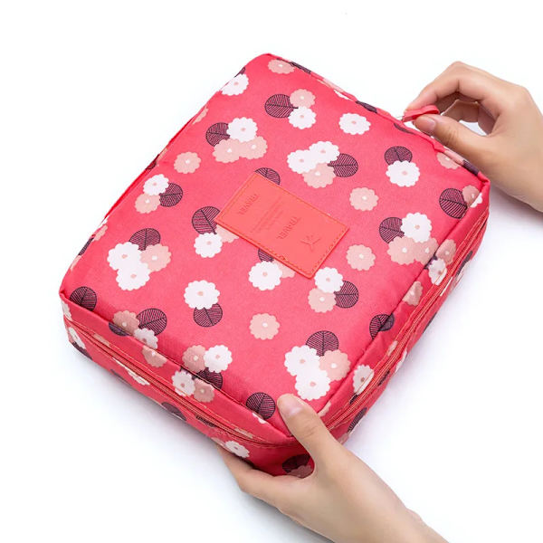 SOBU Vattentät Bärbar Dragkedja Kosmetikväska dot beauty Case Make Up Tas Plånbok Organizer Förvaring Resetvättpåse K1049 Pink Flower